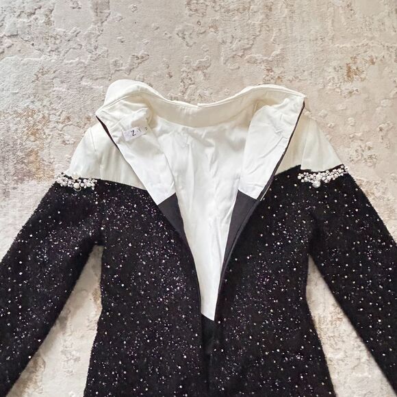 Z.Y Eleonore Faux-Pearl Tweed Mini Dress - Size Medium - Picture 10 of 11